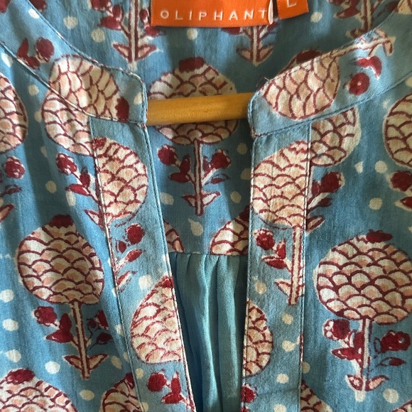 Oliphant Blue Top with Red Floral Design - Picture 6 of 8
